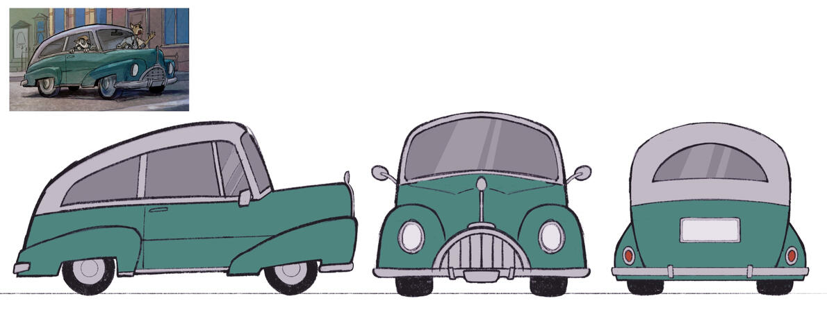 Car turnaround drawn by Wendy Montes-Gaspar